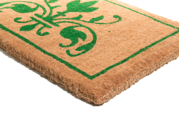 Homeroots 18" X 30" Brown And Green Coir Abstract Outdoor Door Mat   573915