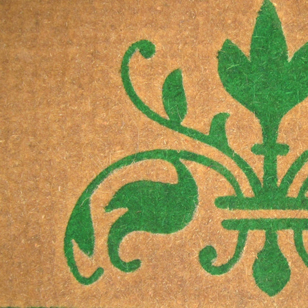 Homeroots 18" X 30" Brown And Green Coir Abstract Outdoor Door Mat   573915