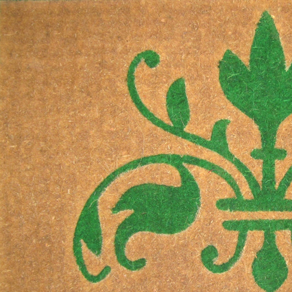 Homeroots 18" X 30" Brown And Green Coir Abstract Outdoor Door Mat   573915