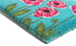 Homeroots 18" X 30" Blue Orange And Green Coir Hummingbird Outdoor Door Mat   573919