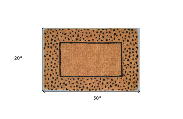 Homeroots 20" X 30" Brown And Black Coir Animal Print Outdoor Door Mat   573921