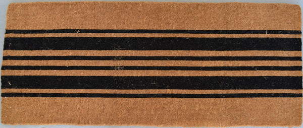 Homeroots 24" X 60" Brown And Black Coir Striped Outdoor Door Mat   573922