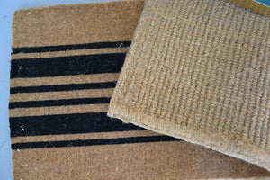 Homeroots 24" X 60" Brown And Black Coir Striped Outdoor Door Mat   573922