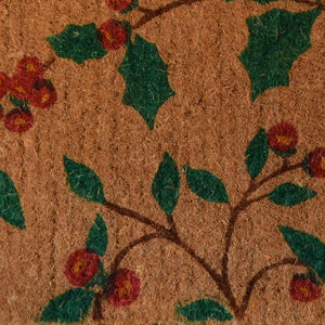 Homeroots 18" X 30" Brown And Green Coir Holiday Outdoor Christmas Door Mat   573923