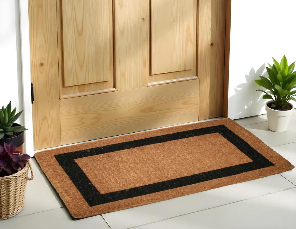 Homeroots 36" X 60" Brown And Black Coir Outdoor Door Mat   573926