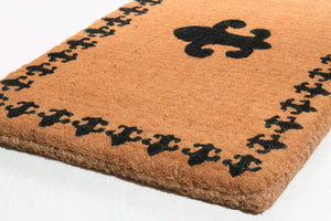 Homeroots 18" X 30" Brown And Black Coir Abstract Outdoor Door Mat   573927