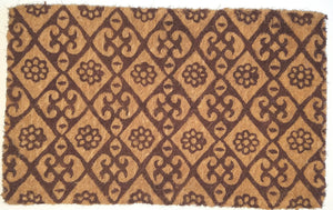 Homeroots 18" X 30" Brown Coir Floral Outdoor Door Mat   573928