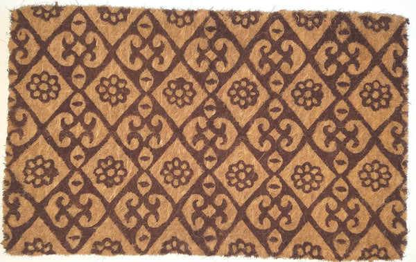 Homeroots 18" X 30" Brown Coir Floral Outdoor Door Mat   573928