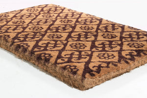 Homeroots 18" X 30" Brown Coir Floral Outdoor Door Mat   573928