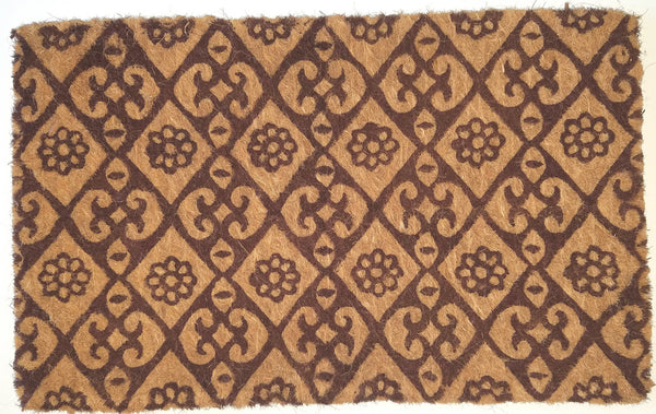 Homeroots 18" X 30" Brown Coir Floral Outdoor Door Mat   573928