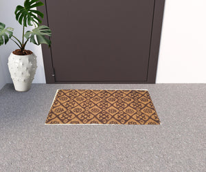 Homeroots 18" X 30" Brown Coir Floral Outdoor Door Mat   573928