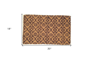 Homeroots 18" X 30" Brown Coir Floral Outdoor Door Mat   573928