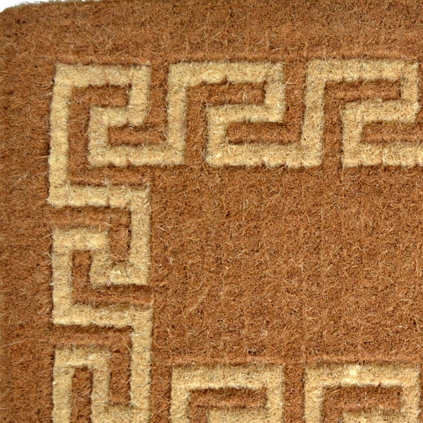 Homeroots 36" X 60" Brown Coir Greek Key Outdoor Door Mat   573934