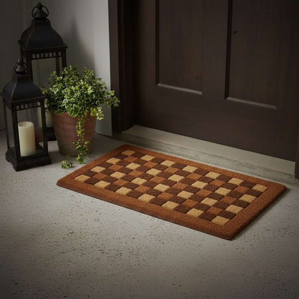 HomeRoots 18" Eco-Friendly Brown Coir Outdoor Door Mat - Durable, Stylish, and Perfect for High-Traffic Areas 573936