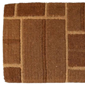 Homeroots 18" X 30" Brown Coir Geometric Bricks Outdoor Door Mat   573943