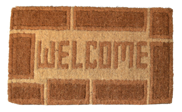 Homeroots 18" X 30" Brown Coir Welcome Outdoor Door Mat   573946