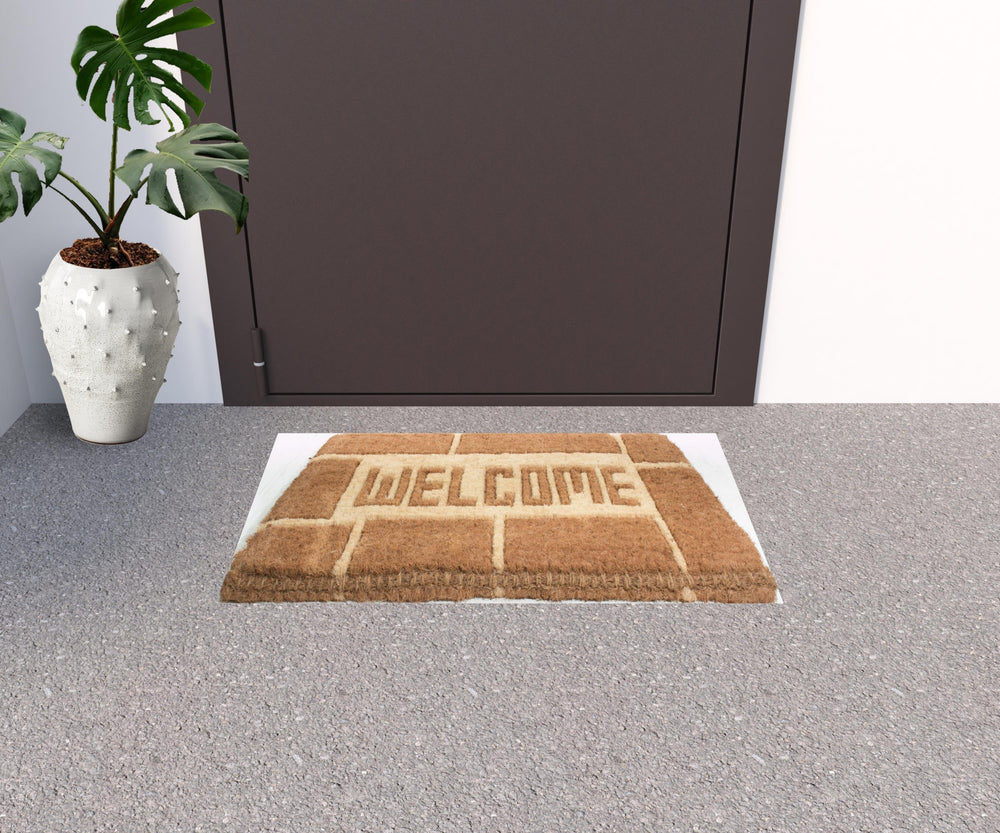 Homeroots 18" X 30" Brown Coir Welcome Outdoor Door Mat   573946