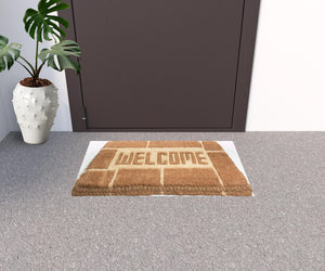 Homeroots 18" X 30" Brown Coir Welcome Outdoor Door Mat   573946