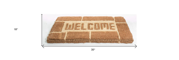Homeroots 18" X 30" Brown Coir Welcome Outdoor Door Mat   573946