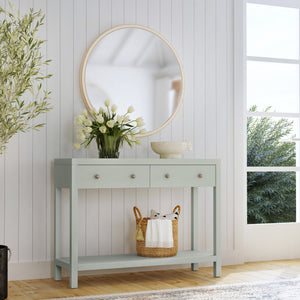 Butler Specialty Nora Rectangular Wood Console Table With 2 Storage Drawers And Open Shelf For Stylish Living Spaces Green Acacia Wood,Acacia Veneer,Mdf,Pine Wood 5739480-butler