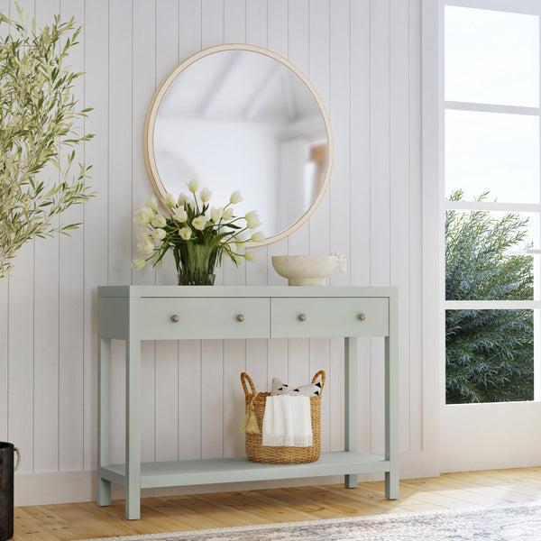 Butler Specialty Nora Rectangular Wood Console Table With 2 Storage Drawers And Open Shelf For Stylish Living Spaces Green Acacia Wood,Acacia Veneer,Mdf,Pine Wood 5739480-butler