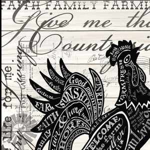 Homeroots Faith Family Farming Rooster Wall Art - Black Framed Acrylic Accent For Stylish Home Décor  Paper 573948