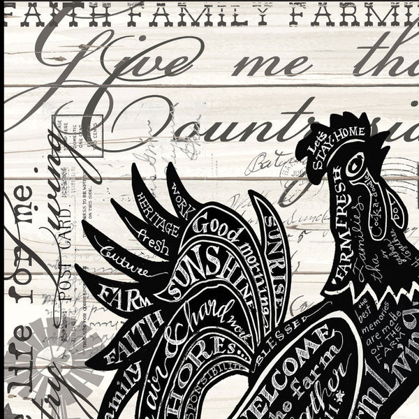 Homeroots Faith Family Farming Rooster Wall Art - Black Framed Acrylic Accent For Stylish Home Décor  Paper 573948