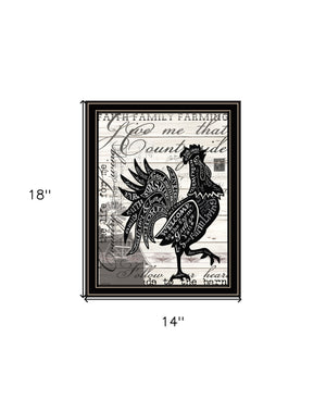 Homeroots Faith Family Farming Rooster Wall Art - Black Framed Acrylic Accent For Stylish Home Décor  Paper 573948