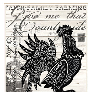 Homeroots Faith Family Farm Rooster Wall Art - Chic White Framed Decor To Elevate Your Home Style Effortlessly  Paper 573949