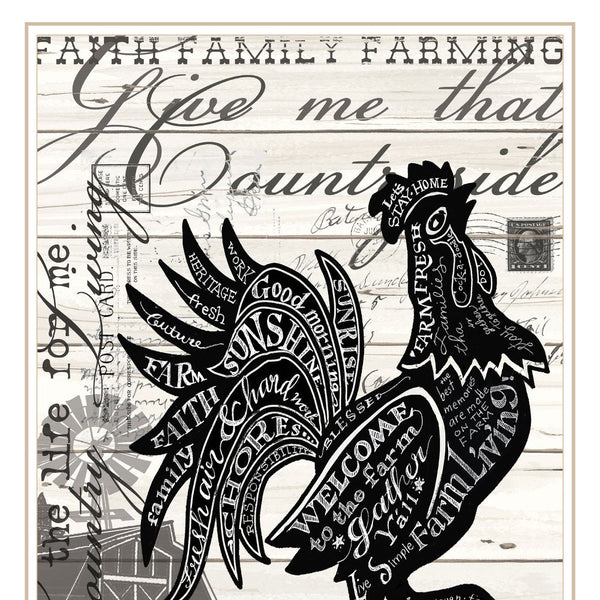 Homeroots Faith Family Farm Rooster Wall Art - Chic White Framed Decor To Elevate Your Home Style Effortlessly  Paper 573949