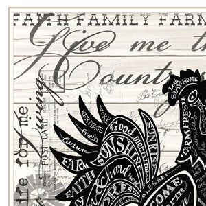 Homeroots Faith Family Farm Rooster Wall Art - Chic White Framed Decor To Elevate Your Home Style Effortlessly  Paper 573949