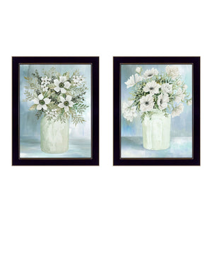 HomeRoots Set of Two Charming Floral and Berry Black Framed Wall Art Prints for Farmhouse Décor Display 573951
