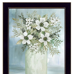 HomeRoots Set of Two Charming Floral and Berry Black Framed Wall Art Prints for Farmhouse Décor Display 573951