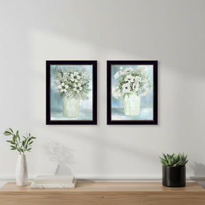 HomeRoots Set of Two Charming Floral and Berry Black Framed Wall Art Prints for Farmhouse Décor Display 573951