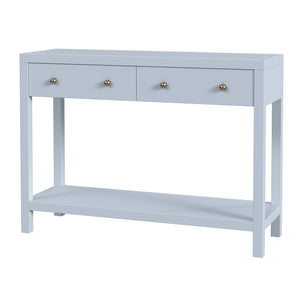 Butler Specialty Butler Nora 40" Rectangular Console Table in Light Blue with 2 Drawers, Gold Hardware, Open Shelf, Coastal Cottage Charm 5739522