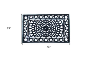Homeroots 24" X 36" Black Rubber Outdoor Door Mat   573956