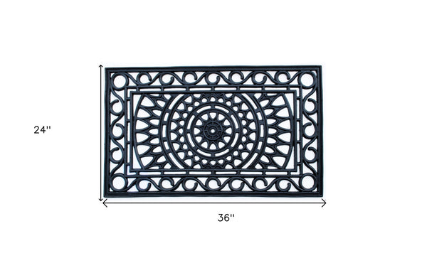 Homeroots 24" X 36" Black Rubber Outdoor Door Mat   573956