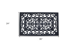 Homeroots 24" X 36" Black Rubber Outdoor Door Mat   573961