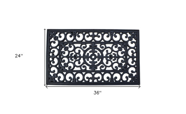 Homeroots 24" X 36" Black Rubber Outdoor Door Mat   573961