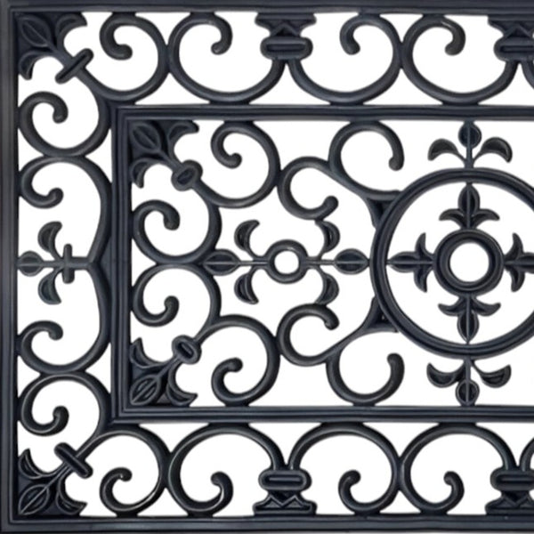 Homeroots 18" X 47" Black Rubber Outdoor Door Mat   573962