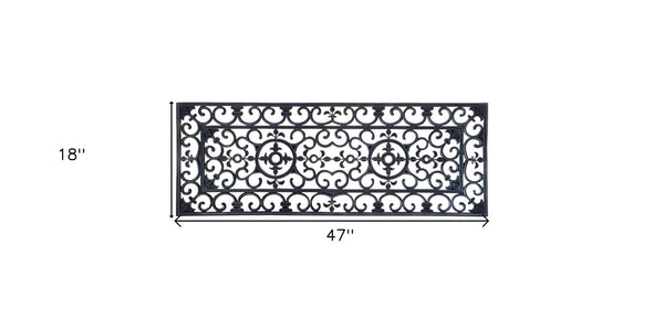 Homeroots 18" X 47" Black Rubber Outdoor Door Mat   573962