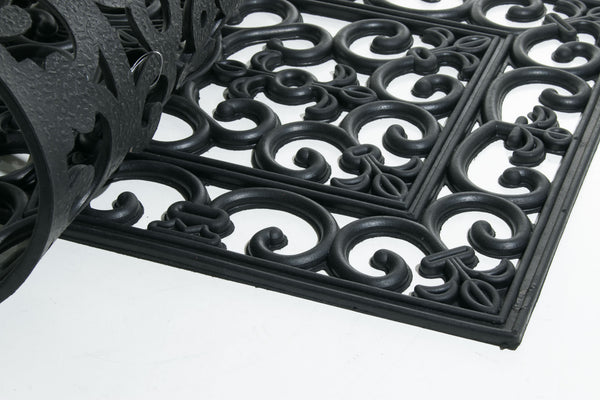 Homeroots 18" X 47" Black Rubber Outdoor Door Mat   573962