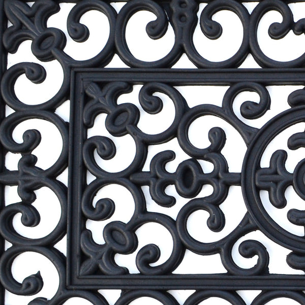 Homeroots 18" X 47" Black Rubber Outdoor Door Mat   573962