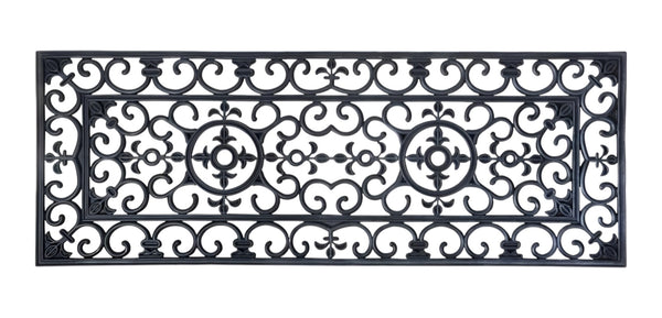 Homeroots 18" X 47" Black Rubber Outdoor Door Mat   573962