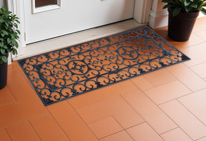 Homeroots 18" X 47" Black Rubber Outdoor Door Mat   573962