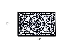 Homeroots 30" X 48" Black Rubber Pineapple Outdoor Door Mat   573969