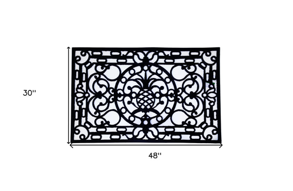 Homeroots 30" X 48" Black Rubber Pineapple Outdoor Door Mat   573969