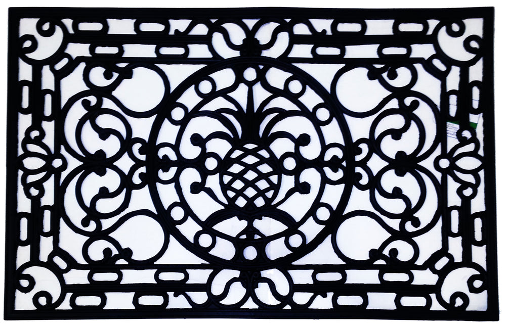 Homeroots 30" X 48" Black Rubber Pineapple Outdoor Door Mat   573969