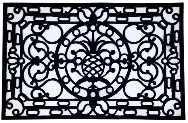 Homeroots 30" X 48" Black Rubber Pineapple Outdoor Door Mat   573969