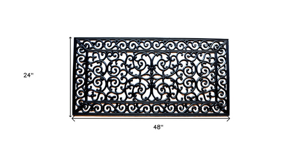 Homeroots 24" X 48" Black Rubber Outdoor Door Mat   573971